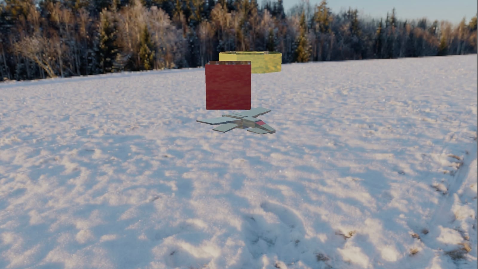 Deuxième vue de la scène OpenGL et de son environnement cubemap depuis la caméra orbitale.